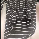 White House | Black Market Women’s WHBM Black & White Stripe 3Q Sleeve Wide Neck Relaxed Top High-Low Shirt Photo 4