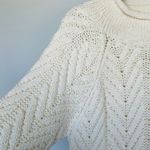 Cream Chunky Turtleneck Sweater Cable Knit Oversized Cozy Pullover Fisherman Size M Photo 4