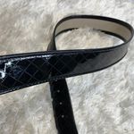 Black Patent Leather Wide Quilt Textured Belt Small Photo 2