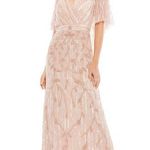 Mac Duggal  9064 Blush Pink Sequin Bead Cape Sleeve Dress Gown 12 NEW Photo 0