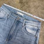 KanCan Flare Curvy High Rise Slit Frayed Hem Jean Blue Size 30 Photo 3