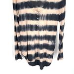 Free People  Shiny Slub Radical Tunic Oatmeal Combo Long Sleeve Button Front Top Photo 5