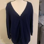 Isaac Mizrahi  | navy blue scalloped edge cardigan Photo 6