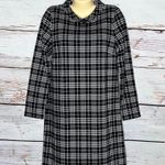 Talbots NWT Size M Black & White Tartan Plaid Flannel Mock Neckline Shift Dress Photo 0