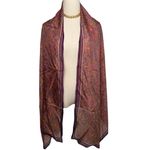 Vintage 100% silk dragon print scarf handmade rolled edge extra long XL 25x78" Purple Photo 8