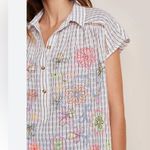 Pilcro ANTHROPOLOGIE  Serena Surf Henley Linen Blend Blouse Size XS Photo 2