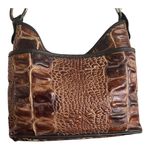 Raviani With Signed b.b.Simon Rhinestone Buckle Croc Embossed Leather Handbag. Brown Photo 6