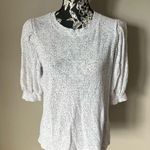 Nation Ltd  Women’s Puffer sleeve shirt top speckled Medium Pima Cotton Photo 3