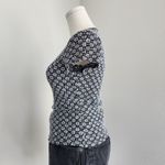 American Vintage 90s A. Byer Black White Floral Stretch Mesh V-Neck Fitted T-Shirt Top XS/S Photo 4