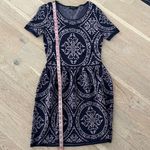 Romeo + Juliet Couture Lavender Navy Baroque Knit Skater Dress Size M Photo 6
