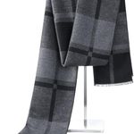 Mens Winter Warm Long Soft Scarf Plaid Tassel Scarf for Men Soft Classic Scarves Photo 1