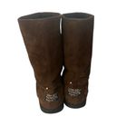 Ed Hardy VTG  Montana Brown Suede Boots Y2K Eagle Studded Mid Calf  Embroidered Photo 4