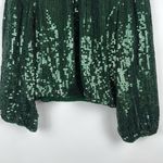 Alice + Olivia Avila Sequin Crop Top in Basil Size Medium Photo 3