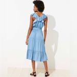 Loft Cornflower Blue Tiered Ruffle Flutter Midi Dress S Photo 1