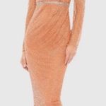 Mac Duggal Mac DuggalBeaded Wrap Over Puff Sleeve Dress 93674 Copper Sz 8 $598 Photo 0
