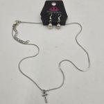 Paparazzi NWT Necklace and Earrings Set Silver Cross & Danglers Earrings Photo 0