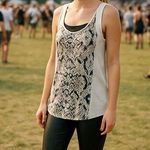 Attention Sleeveless Snakeskin Print Tank Top XL Sheer White Back Longline Styl Photo 0