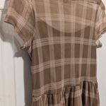 AUW Plaid Mesh Overlay Midi Dress L Sheer Neutral Check Y2K Fall Look Chic Tan Size L Photo 11