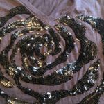 EXPRESS XS Navy Blue Vneck Tee Rose Sequins Photo 1