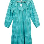 J. Crew Dress Womens Sz 10 Aqua Seersucker Plaid Ruffle Mini Cottagecore Prairie Green Photo 0