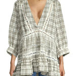 Free People  Time Out Babydoll Tunic Cotton Ivory grey combo size SP Photo 0