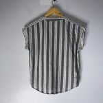Evereve  Addison Stripe Mix Gray White Short Sleeve Button Down Shirt XS Photo 1