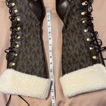 Michael Kors sz6.5 lace up brown leather boots w/removable faux fur tops EUC Photo 7