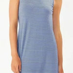 Tommy Bahama Cassia Open Back Blue Striped Jersey Knit Mini Dress Size Large Photo 0