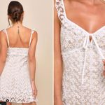 Lulus  Charmaine White Embroidered Floral Sheer Mini Dress Size S $60 Photo 3