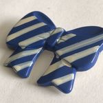 Vintage Blue & White Striped Bow Brooch Shoulder Pin Photo 3
