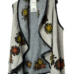 Vintage Concept Cardigan L Cream/Gray Wool Waterfall‎ Sweater Raised Floral Knit Gray Size L Photo 0