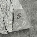 Chico's  Shirt Women 12 Snakeskin Button Down 3/4 Sleeve Collared Top Gray Neutral Photo 4