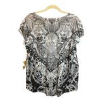 One World  Blouse Women's Size 1X Paisley Beaded Black White NEW Photo 1