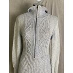 Free People Icy Blue Marled Cable Knit Sweater Dress Zip Collar Fitted L Photo 8