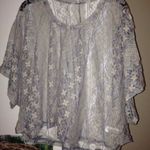 Blue & White Crochet Paisley Lace Poncho Topper Multiple Photo 0