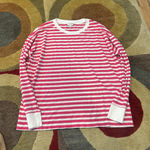 J.Crew Pink White Stripe Long Sleeve Tee Shirt Top Preppy Style Women’s Large Photo 0