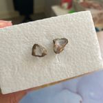 Raw Crystal Stud Earrings Gold Accent‎ Minimalist Unique Oyster Southern Charm White Photo 6