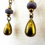 Artisan Brass & Lavender Glass Drop Earrings Photo 4