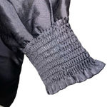 ODDY Satin Button Down Shirt Woman Small Colorblock Classic Chic Batwing Modern Black Photo 9