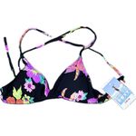 Roxy NWT Wanderlust Athletic Triangle Bikini Top Multi Floral Black XS Photo 1