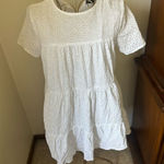Boohoo Petite white eyelet short sleeve mini dress size 2 100% cotton Photo 0