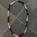 Black and crystal spaced faceted bead necklace 30” long Photo 1