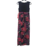 R & M Richards Black and Red Floral Cocktail Jumpsuit NWT Size 6 Wedding Guest Photo 1