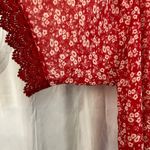 Maurice's Women’s Red Floral Lace Kimono Cardigan - Size 4 (3X Equivalent) Photo 3