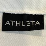 Athleta  White V Neck Long Sleeve with Floral Print Sleeves Medium Photo 3