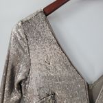 Little Mistress  Womens Sequin Dress 6 Gold Metallic Belt V Neck 3/4 Sleeve Maxi Photo 8