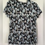 Hugo Boss 💕  Womens Geometric Multi-Color Short Sleeve Blouse Shirt small Photo 0