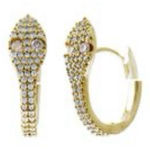 NWT Gold colored Crystal Avenue pave CZ snake head huggie earrings Photo 0
