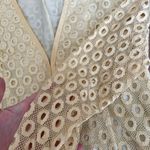 Vintage Yellow Eyelet Knit Woven Blouse Photo 2