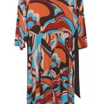 AB Studio Size Large L Funky Swirl Retro Dress Summer Fall Wedding Midi Brown Photo 1